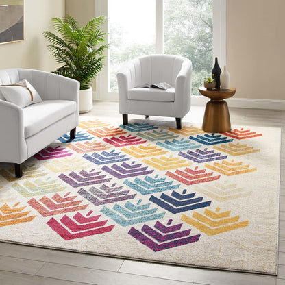 Entourage Florin Abstract Floral 8x10 Area Rug, Fabric, Multi Colorful 15616