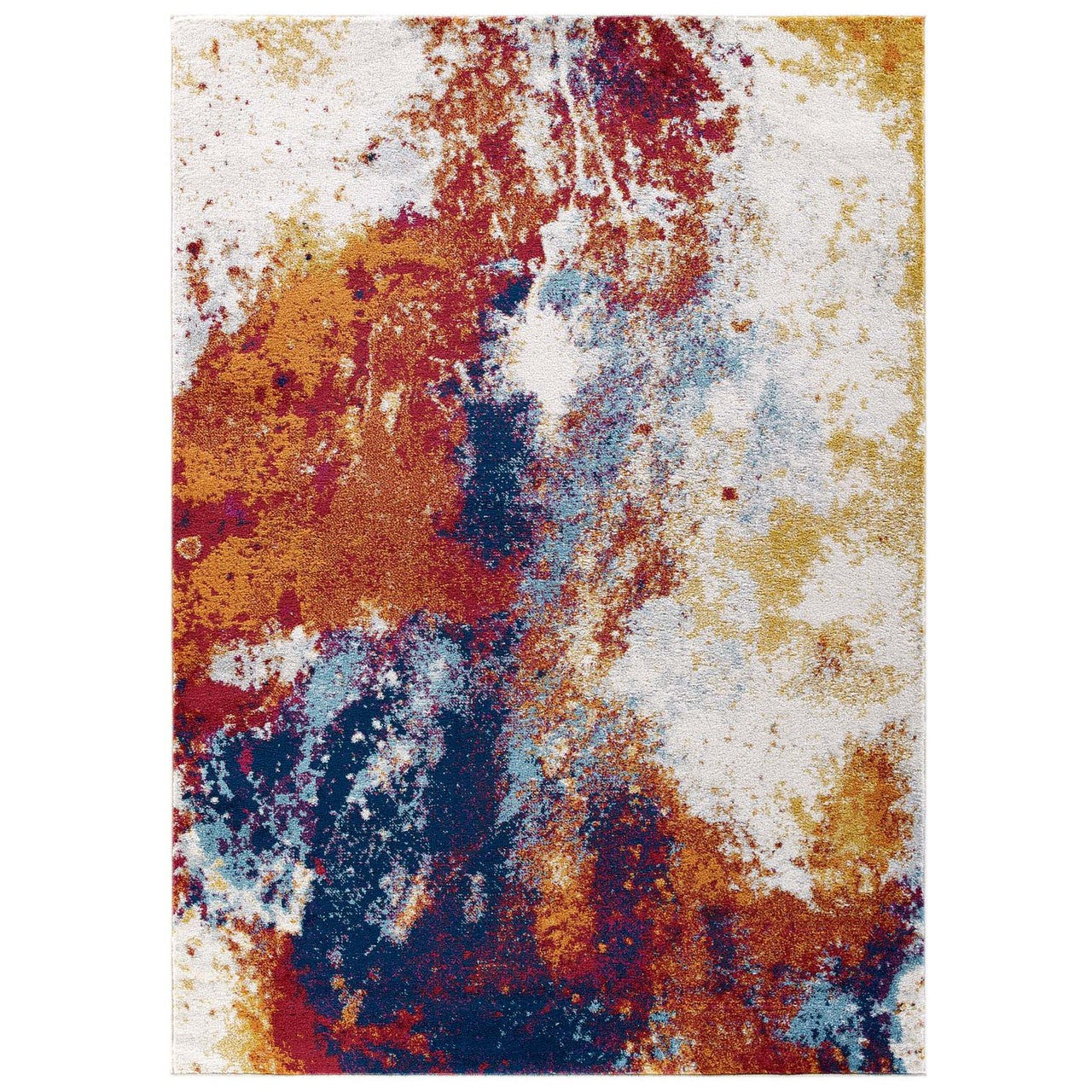 Entourage Adeline Contemporary Modern Abstract 5x8 Area Rug, Fabric, Multi Red 15617