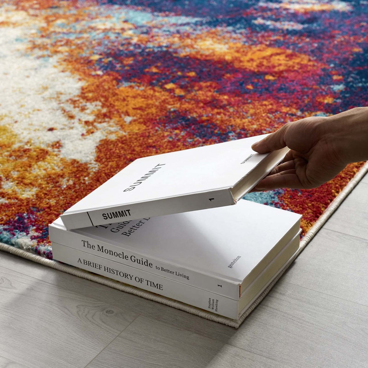 Entourage Adeline Contemporary Modern Abstract 5x8 Area Rug, Fabric, Multi Red 15617