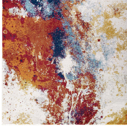 Entourage Adeline Contemporary Modern Abstract 8x10 Area Rug, Fabric, Multi Red 15618