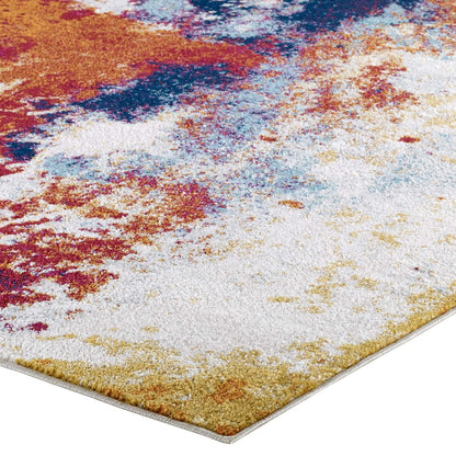 Entourage Adeline Contemporary Modern Abstract 8x10 Area Rug, Fabric, Multi Red 15618