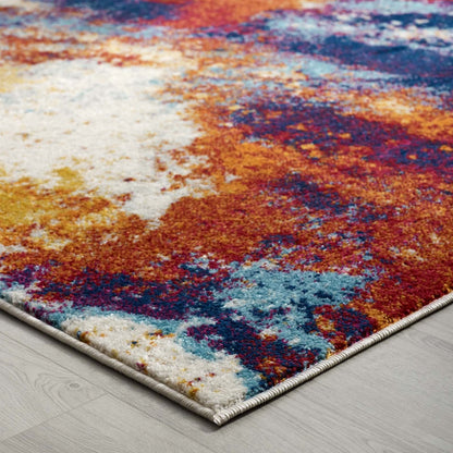 Entourage Adeline Contemporary Modern Abstract 8x10 Area Rug, Fabric, Multi Red 15618