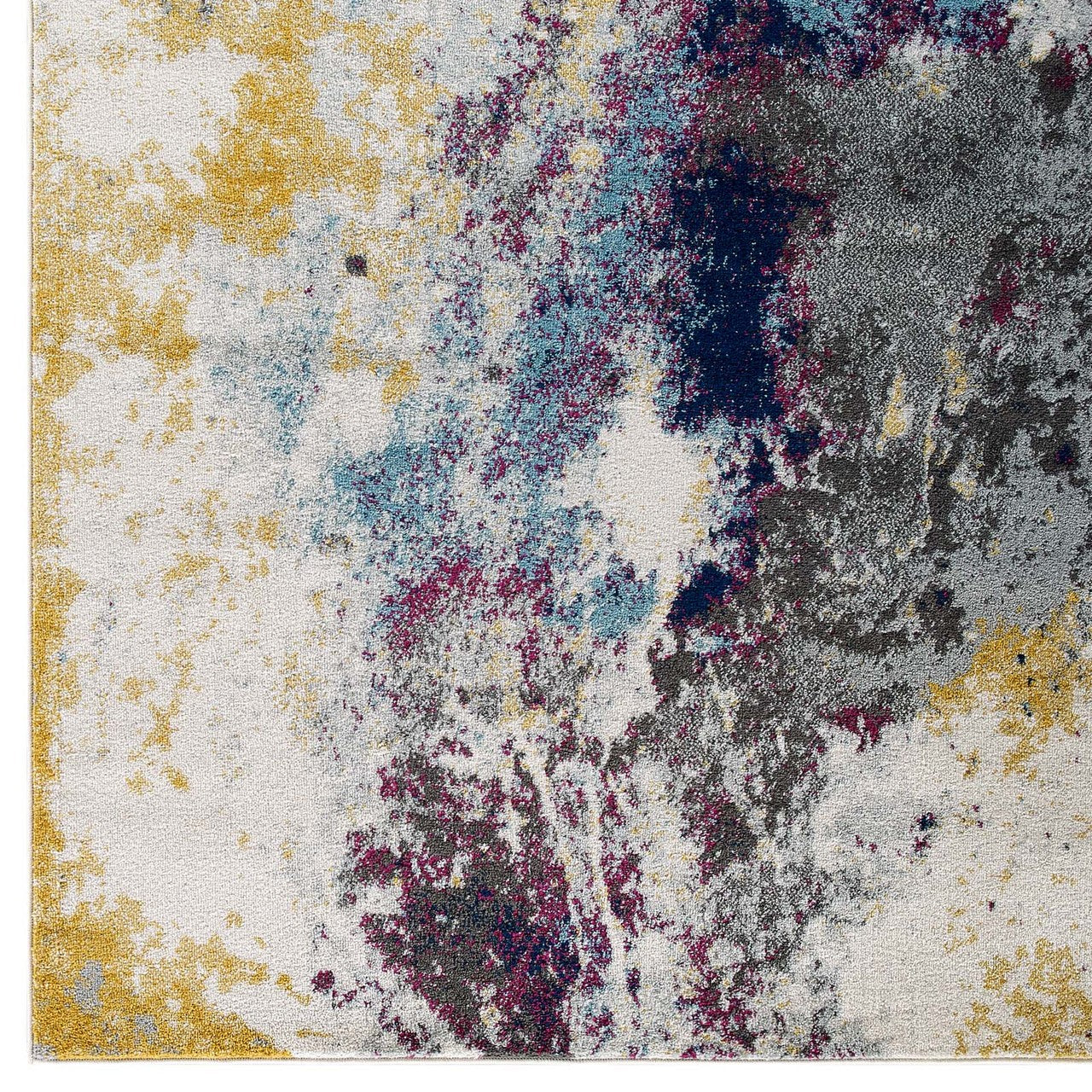 Entourage Adeline Contemporary Modern Abstract 5x8 Area Rug, Fabric, Multi Blue 15619