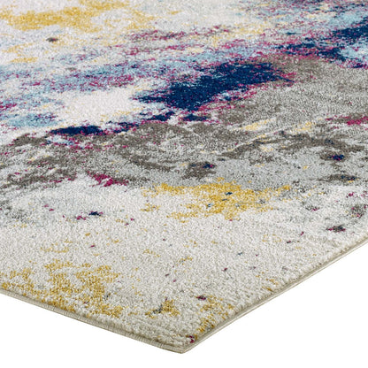 Entourage Adeline Contemporary Modern Abstract 5x8 Area Rug, Fabric, Multi Blue 15619