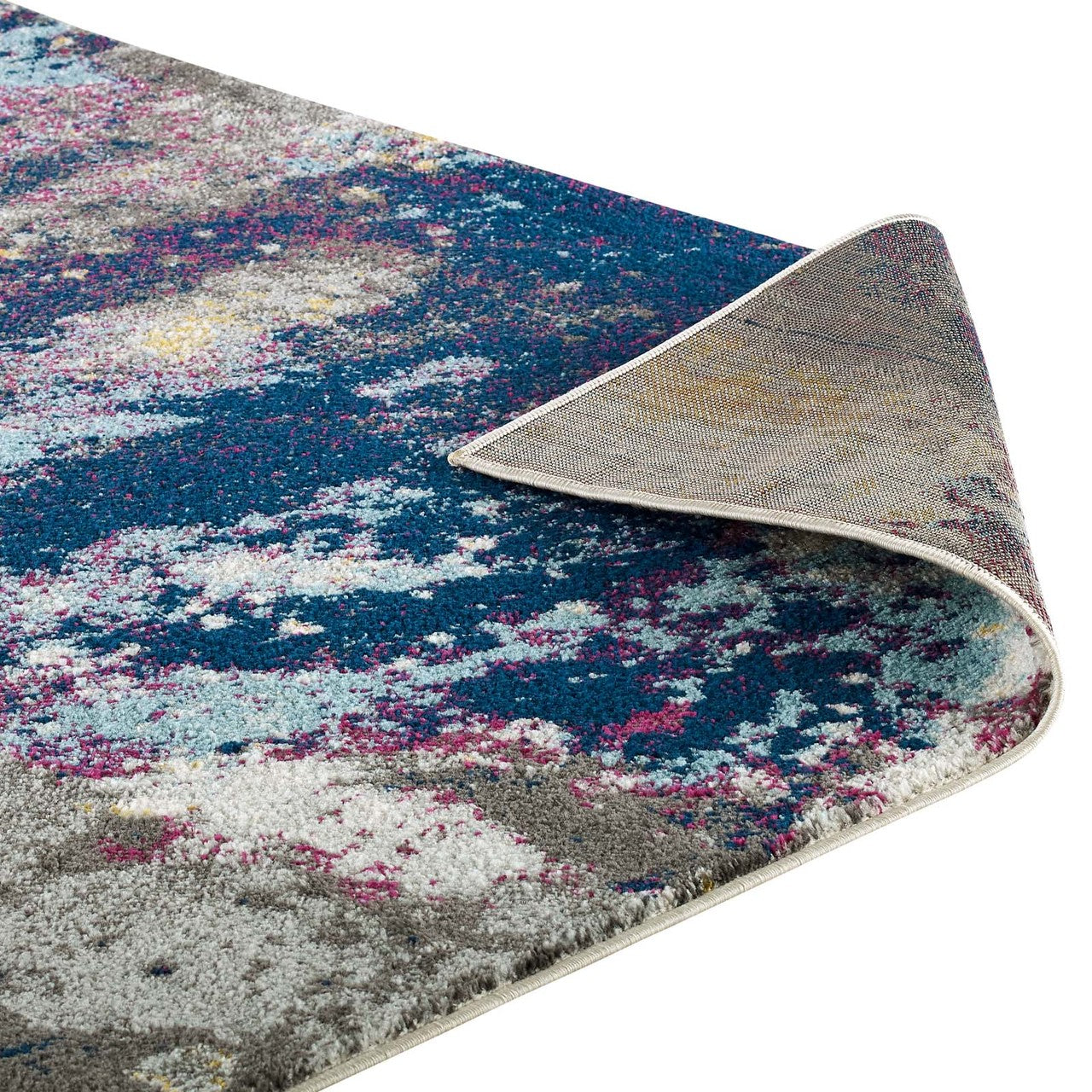 Entourage Adeline Contemporary Modern Abstract 5x8 Area Rug, Fabric, Multi Blue 15619