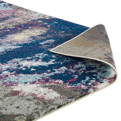Entourage Adeline Contemporary Modern Abstract 8x10 Area Rug, Fabric, Multi Blue 15620