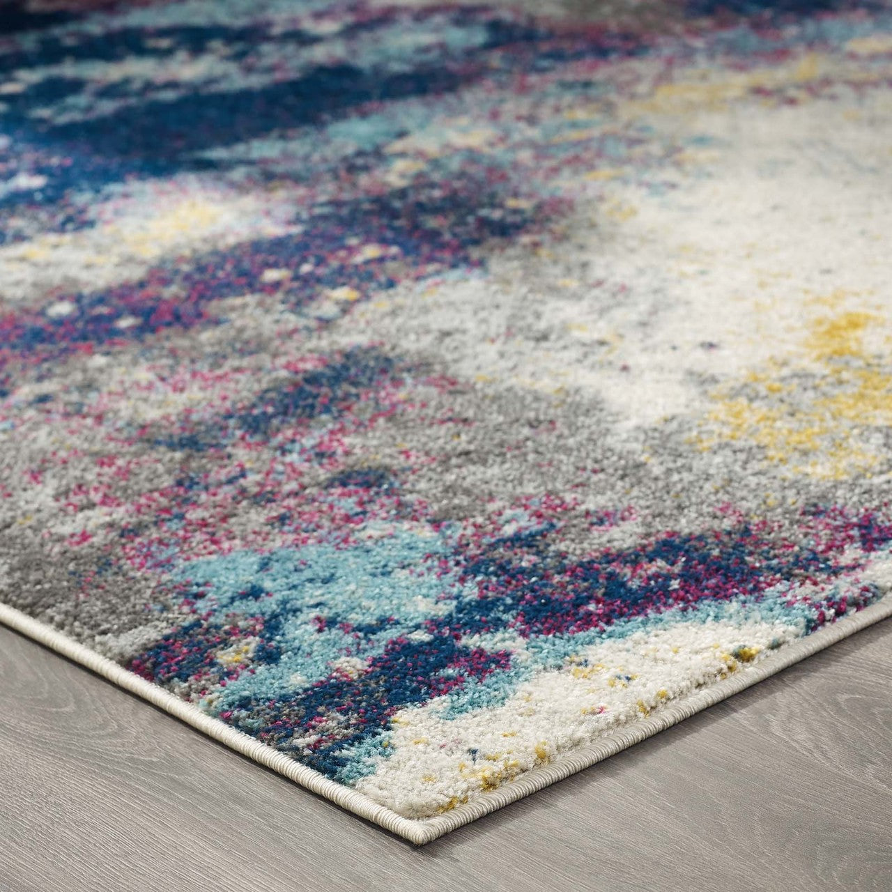Entourage Adeline Contemporary Modern Abstract 8x10 Area Rug, Fabric, Multi Blue 15620