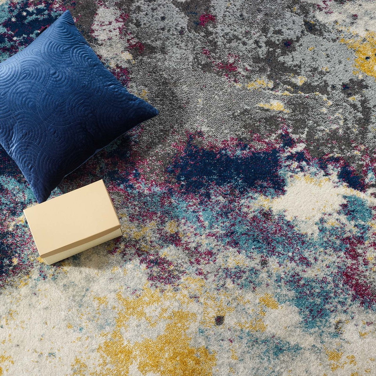 Entourage Adeline Contemporary Modern Abstract 8x10 Area Rug, Fabric, Multi Blue 15620