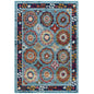 Entourage Odile Transitional Distressed Vintage Floral Moroccan Trellis 5x8 Area Rug, Fabric, Multi Blue 15623