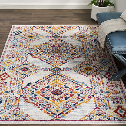Entourage Khalida Distressed Vintage Floral Lattice 5x8 Area Rug, Fabric, Antique  Orange 15627