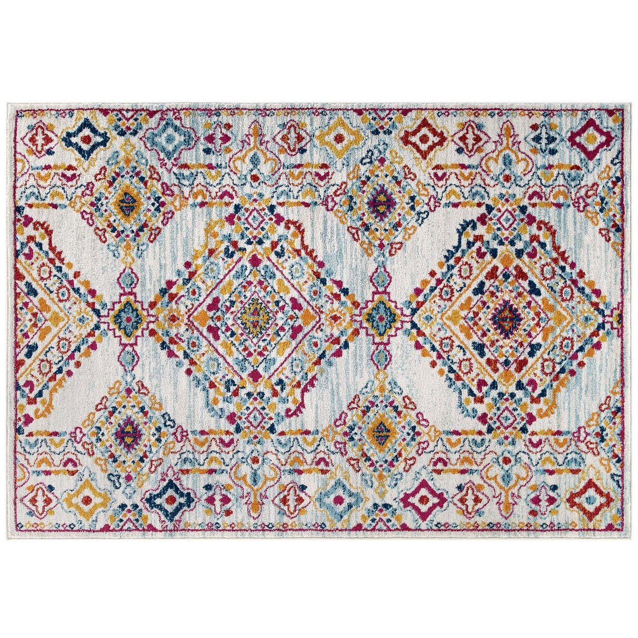 Entourage Khalida Distressed Vintage Floral Lattice 8x10 Area Rug, Fabric, Antique  Orange 15628