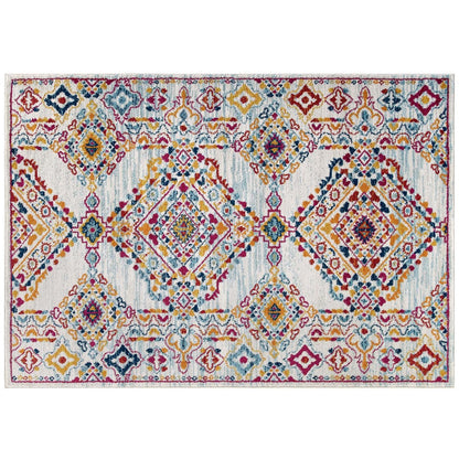 Entourage Khalida Distressed Vintage Floral Lattice 8x10 Area Rug, Fabric, Antique  Orange 15628