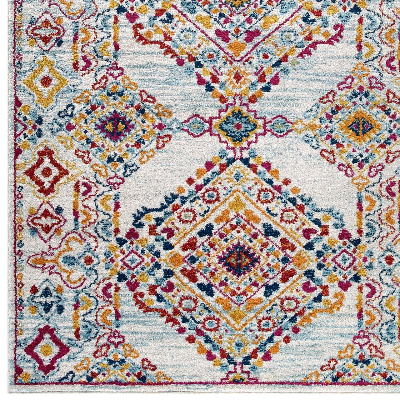 Entourage Khalida Distressed Vintage Floral Lattice 8x10 Area Rug, Fabric, Antique  Orange 15628