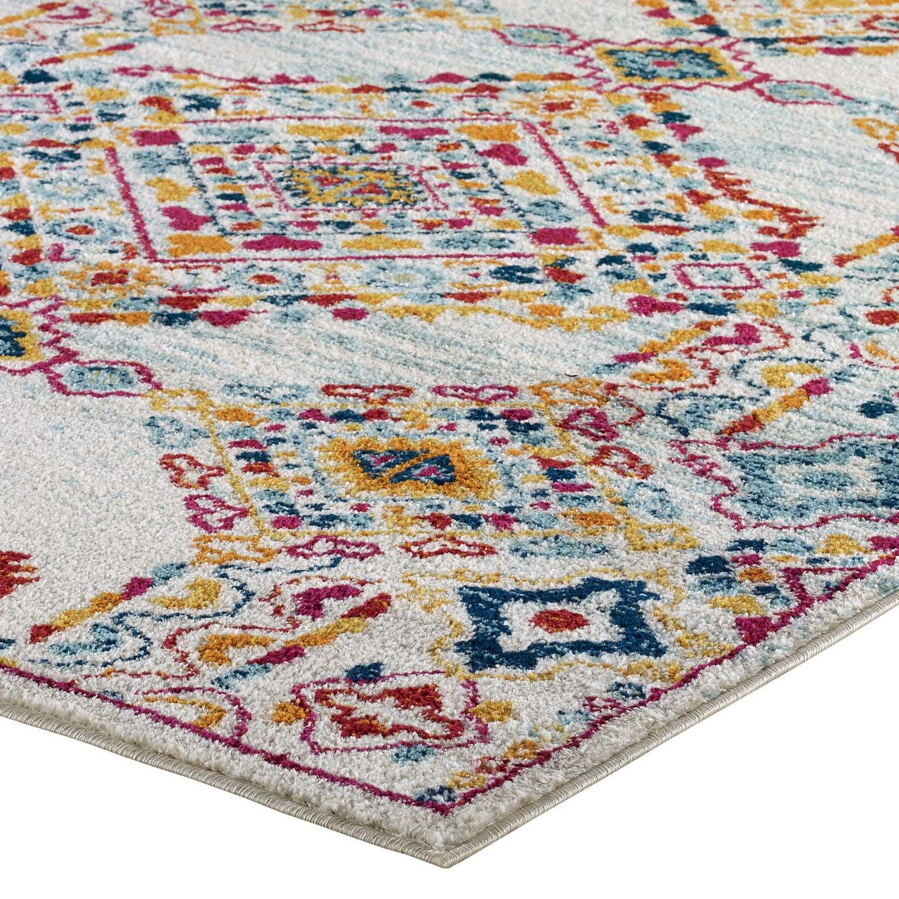 Entourage Khalida Distressed Vintage Floral Lattice 8x10 Area Rug, Fabric, Antique  Orange 15628
