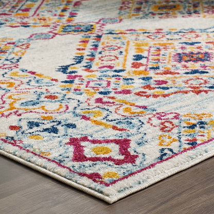 Entourage Khalida Distressed Vintage Floral Lattice 8x10 Area Rug, Fabric, Antique  Orange 15628