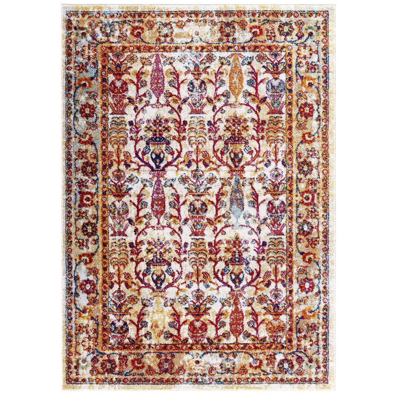 Entourage Jessa Distressed Vintage Floral Lattice 5x8 Area Rug, Fabric, Antique  Orange 15631