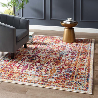 Entourage Jessa Distressed Vintage Floral Lattice 5x8 Area Rug, Fabric, Antique  Orange 15631