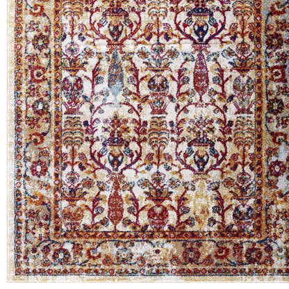 Entourage Jessa Distressed Vintage Floral Lattice 8x10 Area Rug, Fabric, Antique  Orange 15632