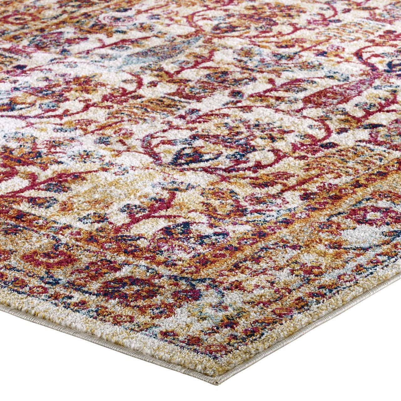 Entourage Jessa Distressed Vintage Floral Lattice 8x10 Area Rug, Fabric, Antique  Orange 15632