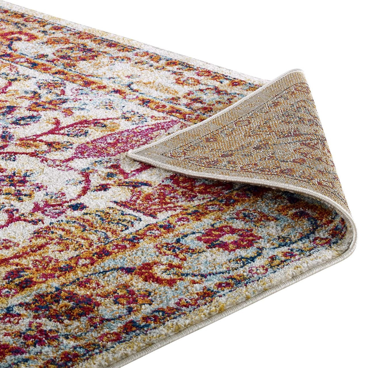 Entourage Jessa Distressed Vintage Floral Lattice 8x10 Area Rug, Fabric, Antique  Orange 15632