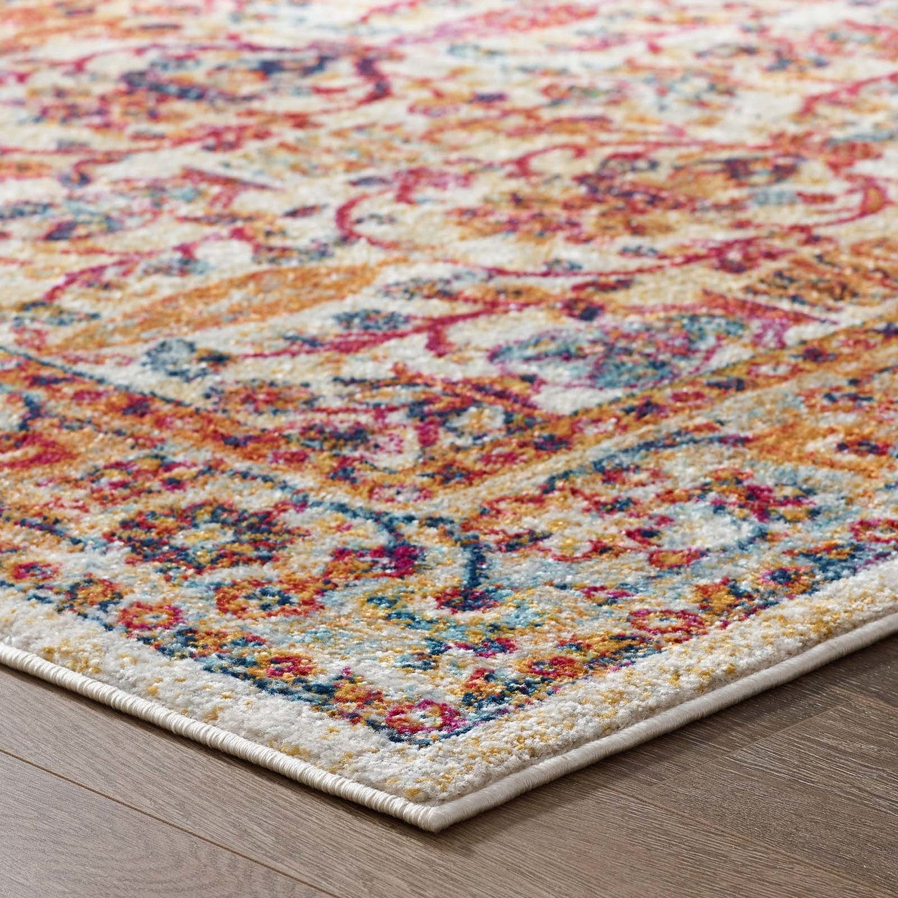 Entourage Jessa Distressed Vintage Floral Lattice 8x10 Area Rug, Fabric, Antique  Orange 15632