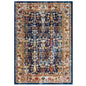 Entourage Jessa Distressed Vintage Floral Lattice 5x8 Area Rug, Fabric, Multi Blue 15633