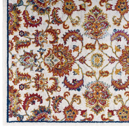 Entourage Azami Distressed Vintage Floral Lattice 5x8 Area Rug, Fabric, Antique  Orange 15635