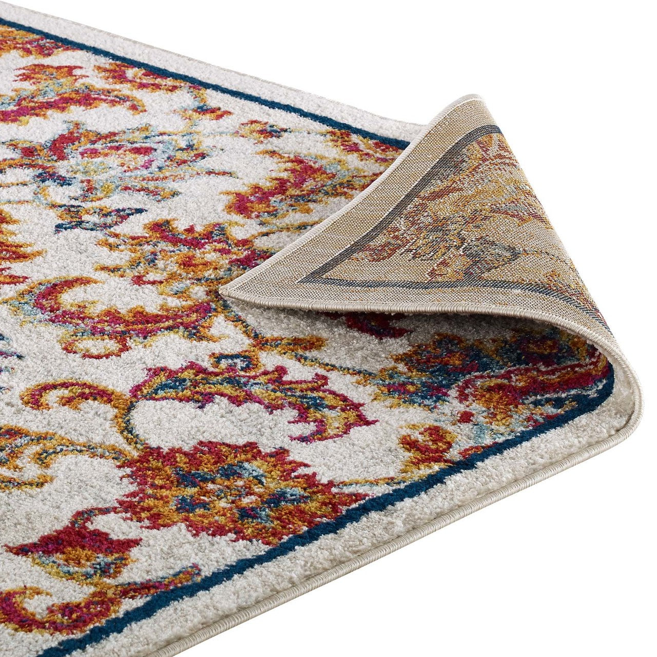 Entourage Azami Distressed Vintage Floral Lattice 5x8 Area Rug, Fabric, Antique  Orange 15635