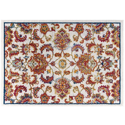 Entourage Azami Distressed Vintage Floral Lattice 8x10 Area Rug, Fabric, Antique  Orange 15636