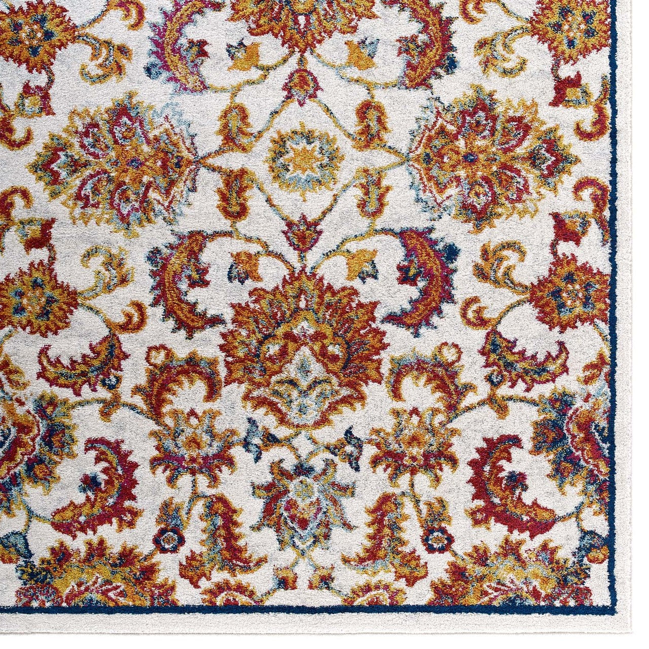 Entourage Azami Distressed Vintage Floral Lattice 8x10 Area Rug, Fabric, Antique  Orange 15636