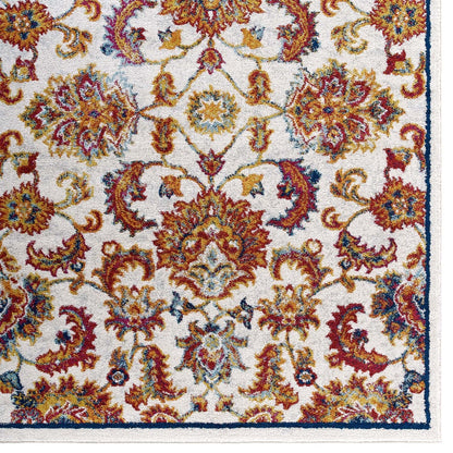 Entourage Azami Distressed Vintage Floral Lattice 8x10 Area Rug, Fabric, Antique  Orange 15636