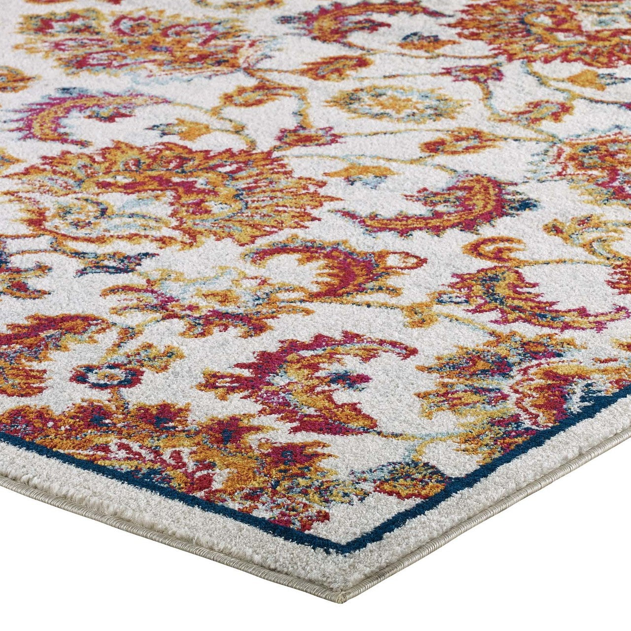 Entourage Azami Distressed Vintage Floral Lattice 8x10 Area Rug, Fabric, Antique  Orange 15636
