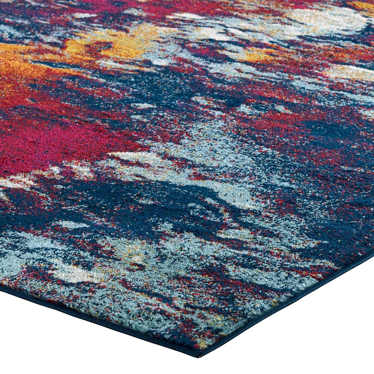 Entourage Foliage Contemporary Modern Abstract 5x8 Area Rug, Fabric, Multi Blue 15637