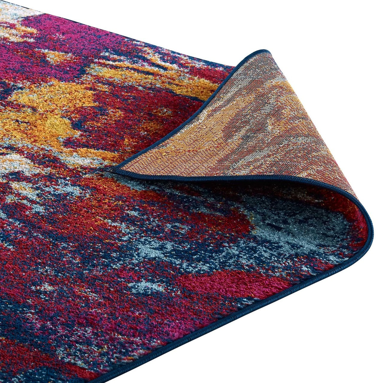 Entourage Foliage Contemporary Modern Abstract 5x8 Area Rug, Fabric, Multi Blue 15637