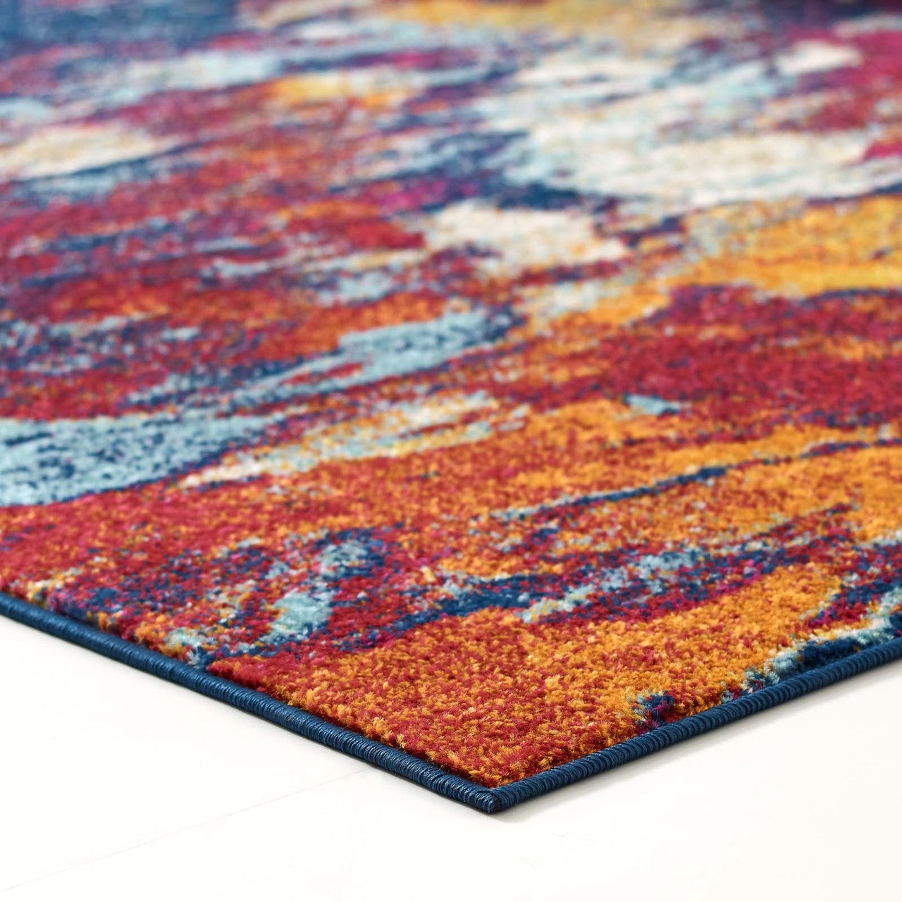 Entourage Foliage Contemporary Modern Abstract 5x8 Area Rug, Fabric, Multi Blue 15637