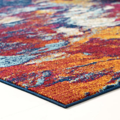Entourage Foliage Contemporary Modern Abstract 5x8 Area Rug, Fabric, Multi Blue 15637