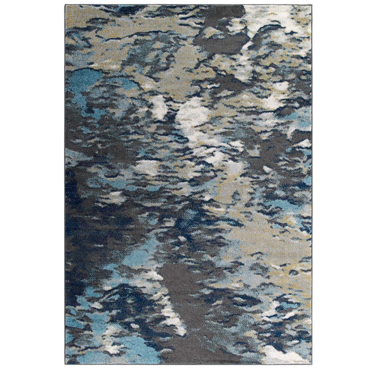 Entourage Foliage Contemporary Modern Abstract 5x8 Area Rug, Fabric, Multi Blue 15639