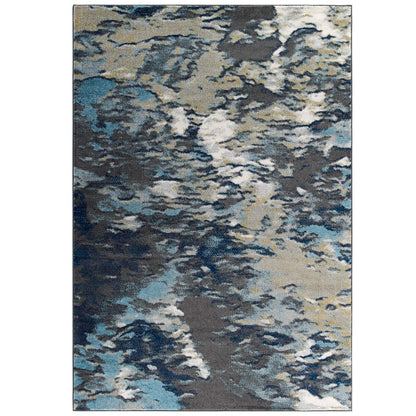 Entourage Foliage Contemporary Modern Abstract 5x8 Area Rug, Fabric, Multi Blue 15639