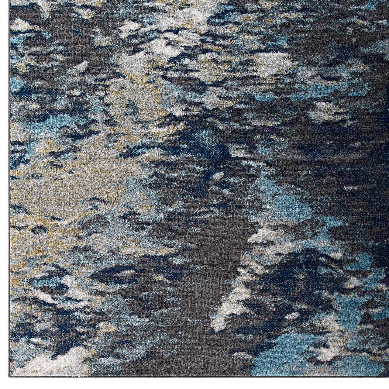 Entourage Foliage Contemporary Modern Abstract 5x8 Area Rug, Fabric, Multi Blue 15639