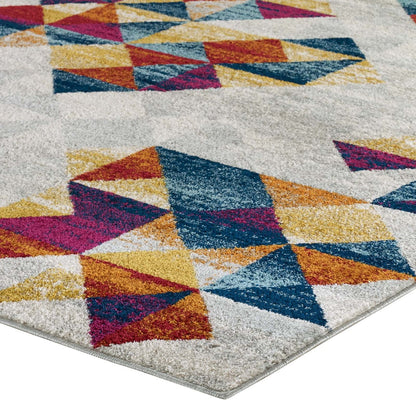 Entourage Elettra Distressed Geometric Triangle Mosaic 5x8 Area Rug, Fabric, Multi Colorful 15653