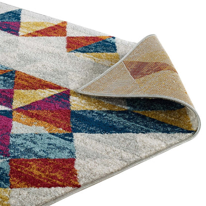 Entourage Elettra Distressed Geometric Triangle Mosaic 5x8 Area Rug, Fabric, Multi Colorful 15653
