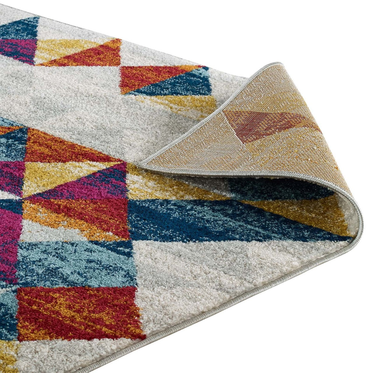 Entourage Elettra Distressed Geometric Triangle Mosaic 8x10 Area Rug, Fabric, Multi Colorful 15654