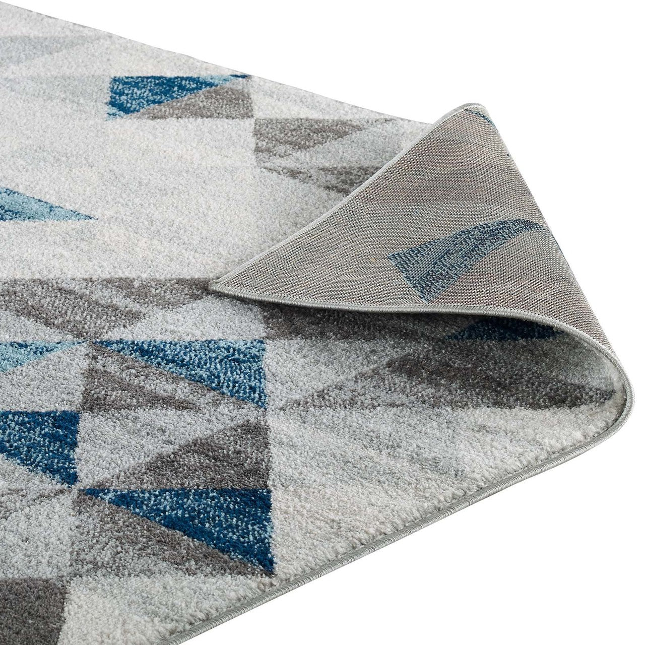 Entourage Elettra Distressed Geometric Triangle Mosaic 8x10 Area Rug, Fabric, Multi Blue 15656