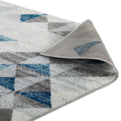 Entourage Elettra Distressed Geometric Triangle Mosaic 8x10 Area Rug, Fabric, Multi Blue 15656