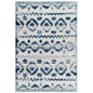 Reflect Takara Distressed Contemporary Abstract Diamond Moroccan Trellis 5x8 Indoor and Outdoor Area Rug, Fabric, Blue Ivory White 15919
