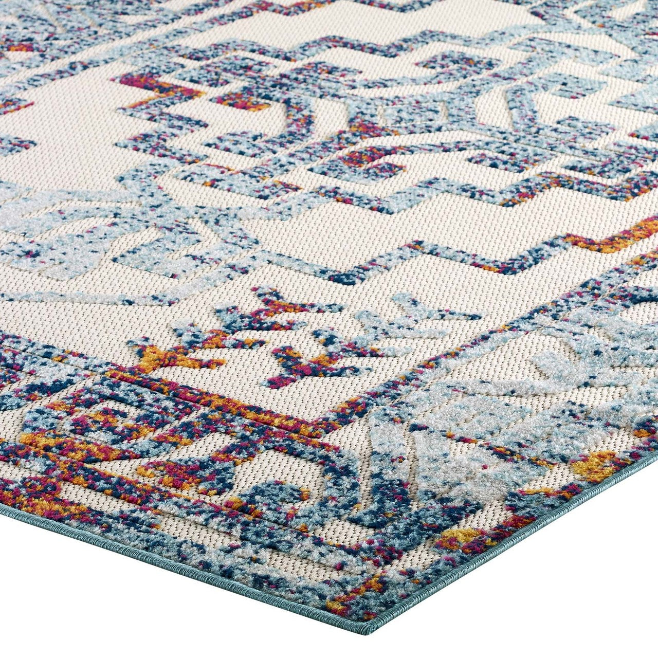 Reflect Nyssa Distressed Geometric Southwestern Aztec 5x8 Indoor and Outdoor Area Rug, Fabric, Multi Color 15923