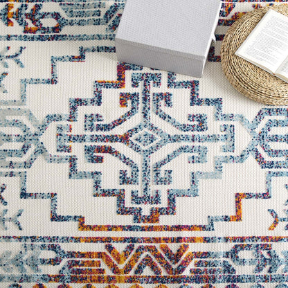Reflect Nyssa Distressed Geometric Southwestern Aztec 5x8 Indoor and Outdoor Area Rug, Fabric, Multi Color 15923