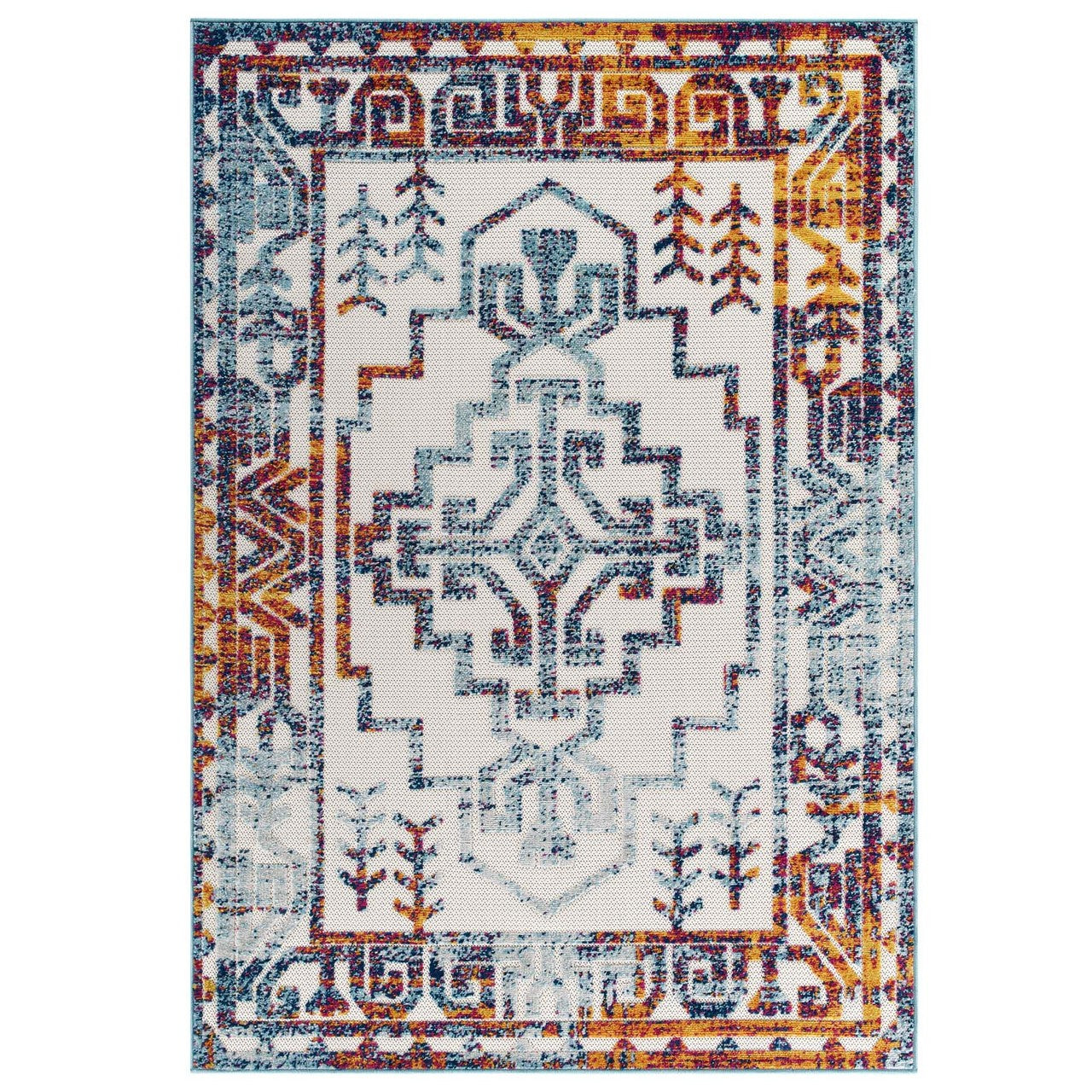 Reflect Nyssa Distressed Geometric Southwestern Aztec 8x10 Indoor and Outdoor Area Rug, Fabric, Multi Color 15924