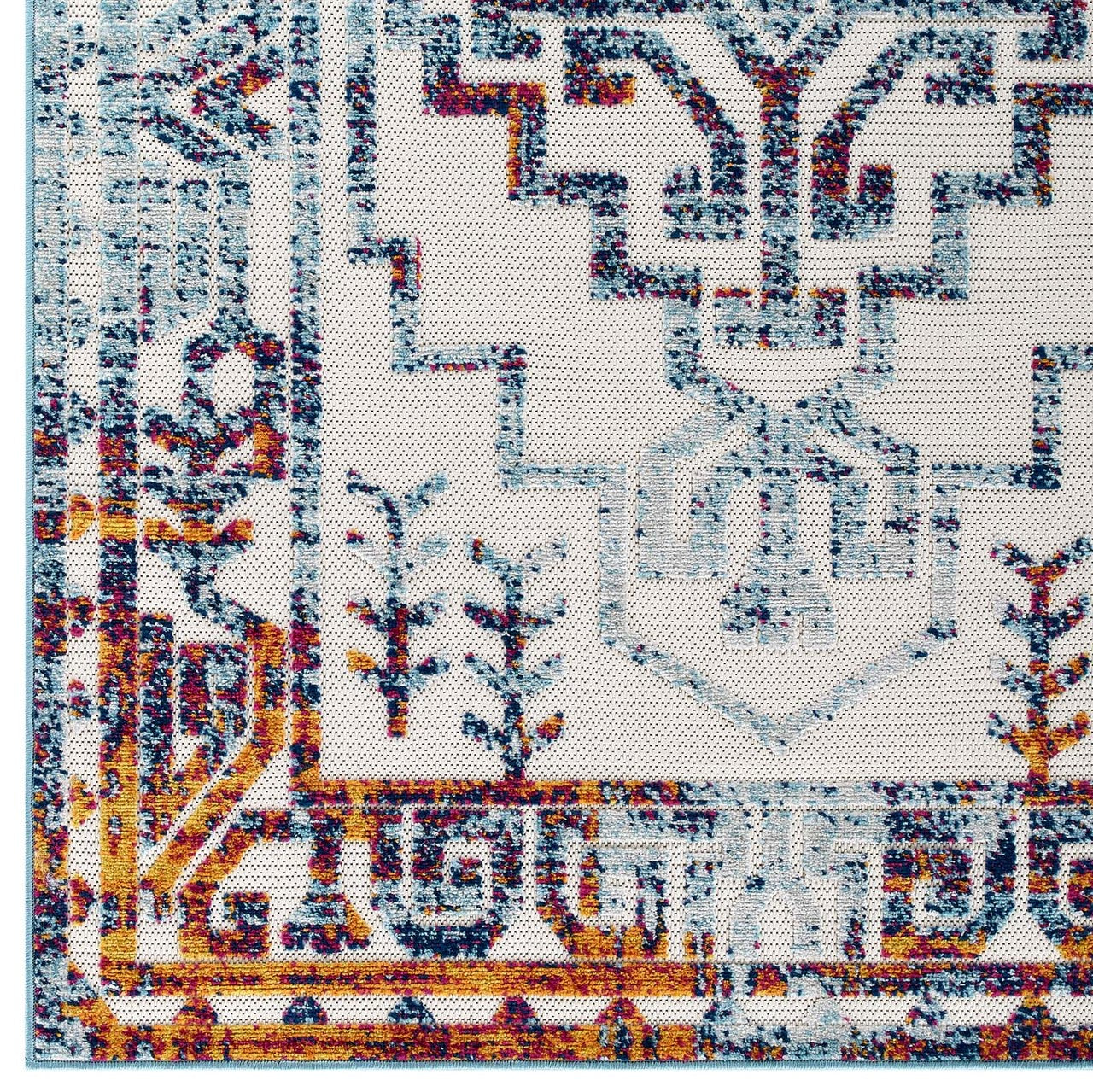 Reflect Nyssa Distressed Geometric Southwestern Aztec 8x10 Indoor and Outdoor Area Rug, Fabric, Multi Color 15924