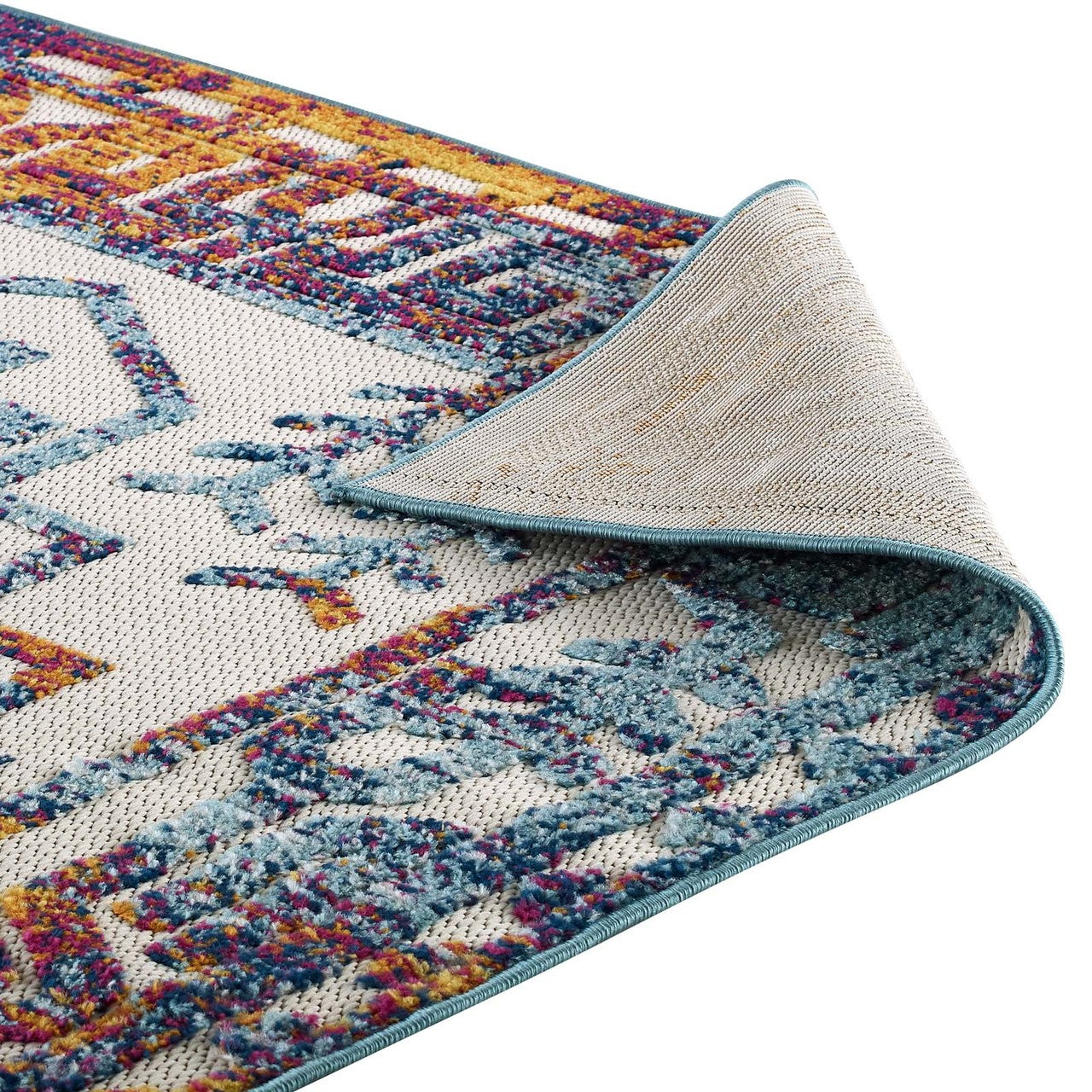Reflect Nyssa Distressed Geometric Southwestern Aztec 8x10 Indoor and Outdoor Area Rug, Fabric, Multi Color 15924